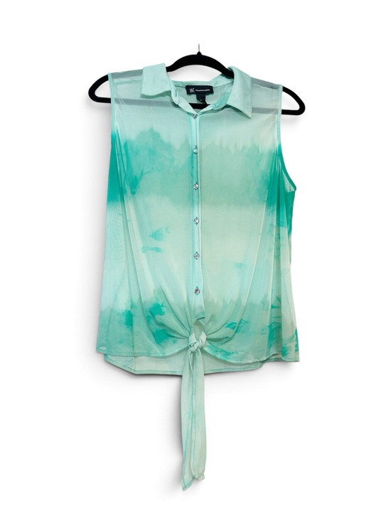 INC International Concepts Tops - INC International Concepts Mint Green Tie-Front Sleeveless Button-Down Top